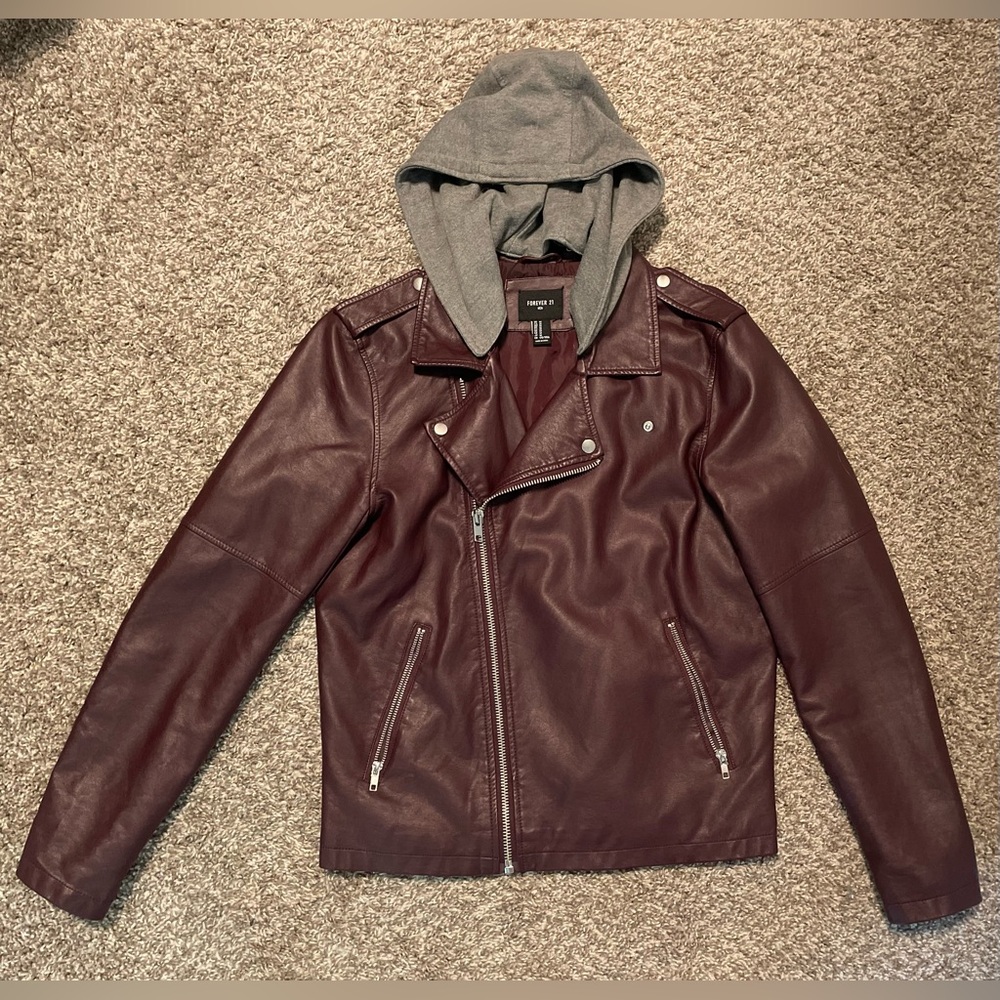 Maroon Faux Leather Jacket, Forever 21